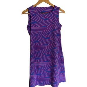 Mahi Gold Blue & Pink Sleeveless Dress Small